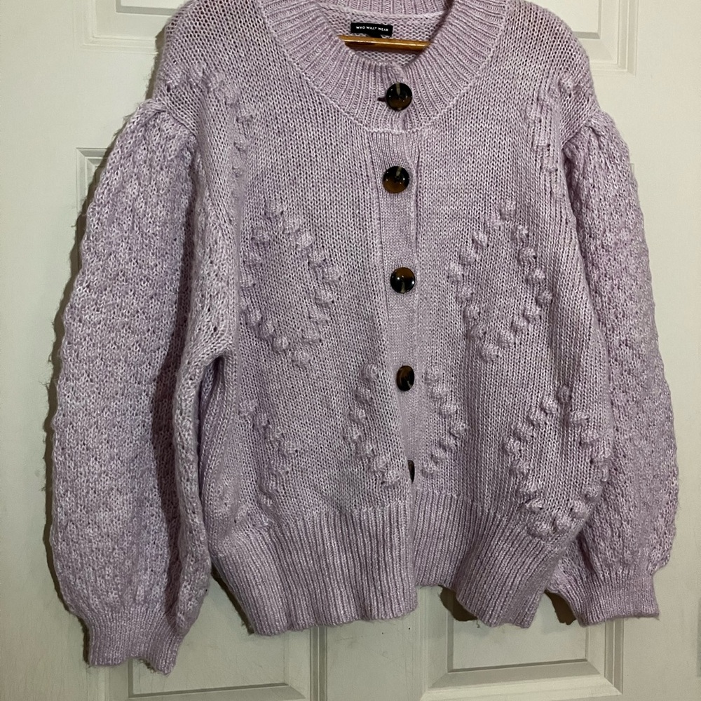 Who What Wear Lilac Button-Up Cardigan